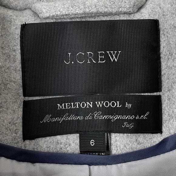 J. Crew Jacket Womens Size 6 Gray Melton Wool Full Zip Hooded Pea Coat Preppy - Picture 11 of 13